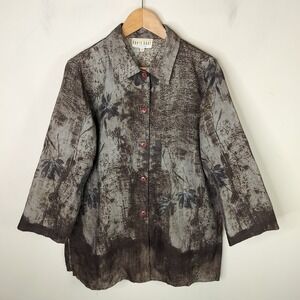 David Dart Collection Button‎ Up Tunic Floral Art Vintage USA